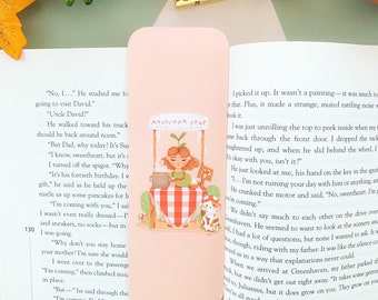 Mushroom Soup - Bookmark | Digital Art, Illustration, Books, reading, autumnal, mushroom, Halloween, plants, cottagecore, toadstool, cat