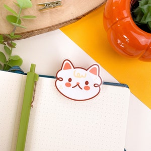 Crème the Cat - Clip acrílico / acrílico transparente, clip para carpeta, papel, papelería, lindo, oficina, escuela, gatos