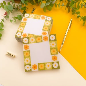 Green Daisy - Memo Pad | tear away memo pad, Digital Art, Stickers, Illustration, kawaii, Stationery, cottagecore, spring, floral, cozy