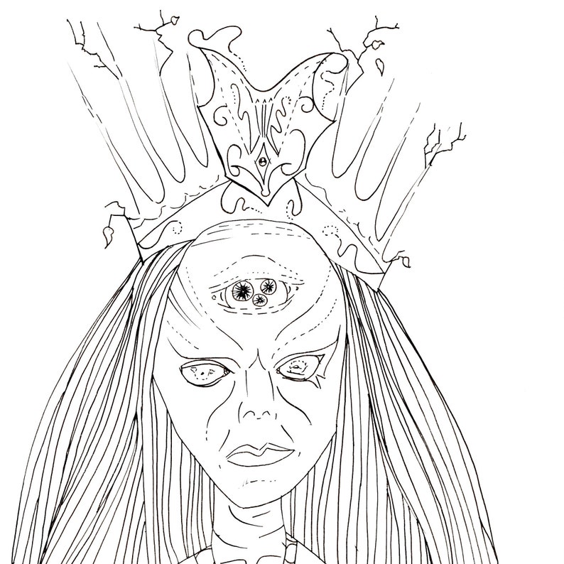 Printable Colouring Coloring Page Sheet Witch Scary Horror - Etsy