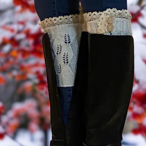 Knit Boot Cuffs Boot Toppers Womens Boot Socks For Winter Leg Warmers Womens Warm Boot Cuffs With Lace Boot Accessories For Cold Weather