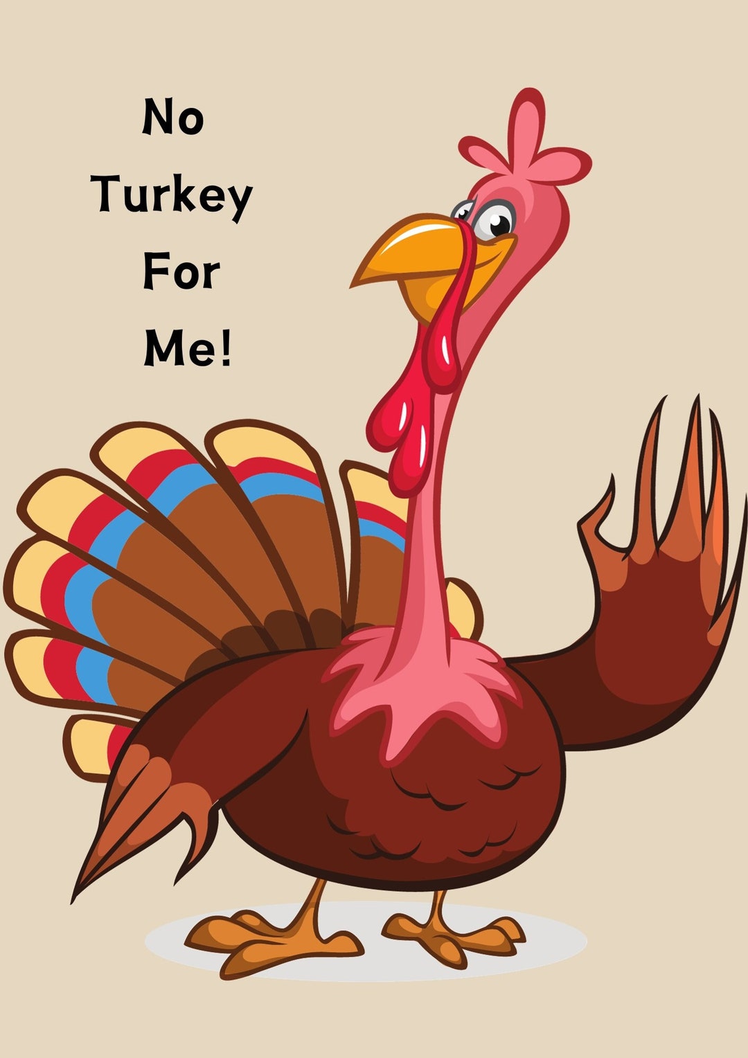 No Turkey for Me Digital Design Print Wall Art Vegan Vegetarian Art SVG