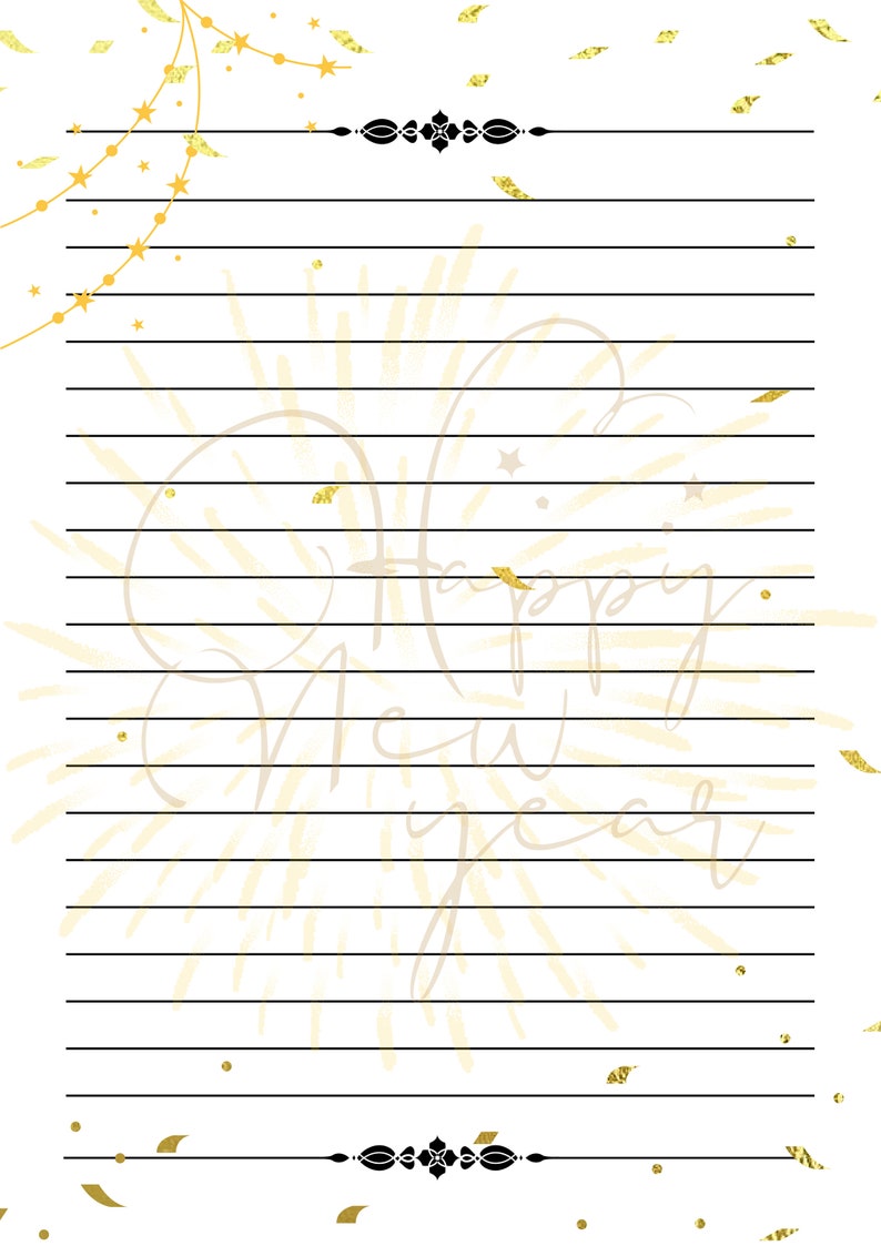 Printable Happy New Year Stationary Bundle Set Digital Template Holiday ...