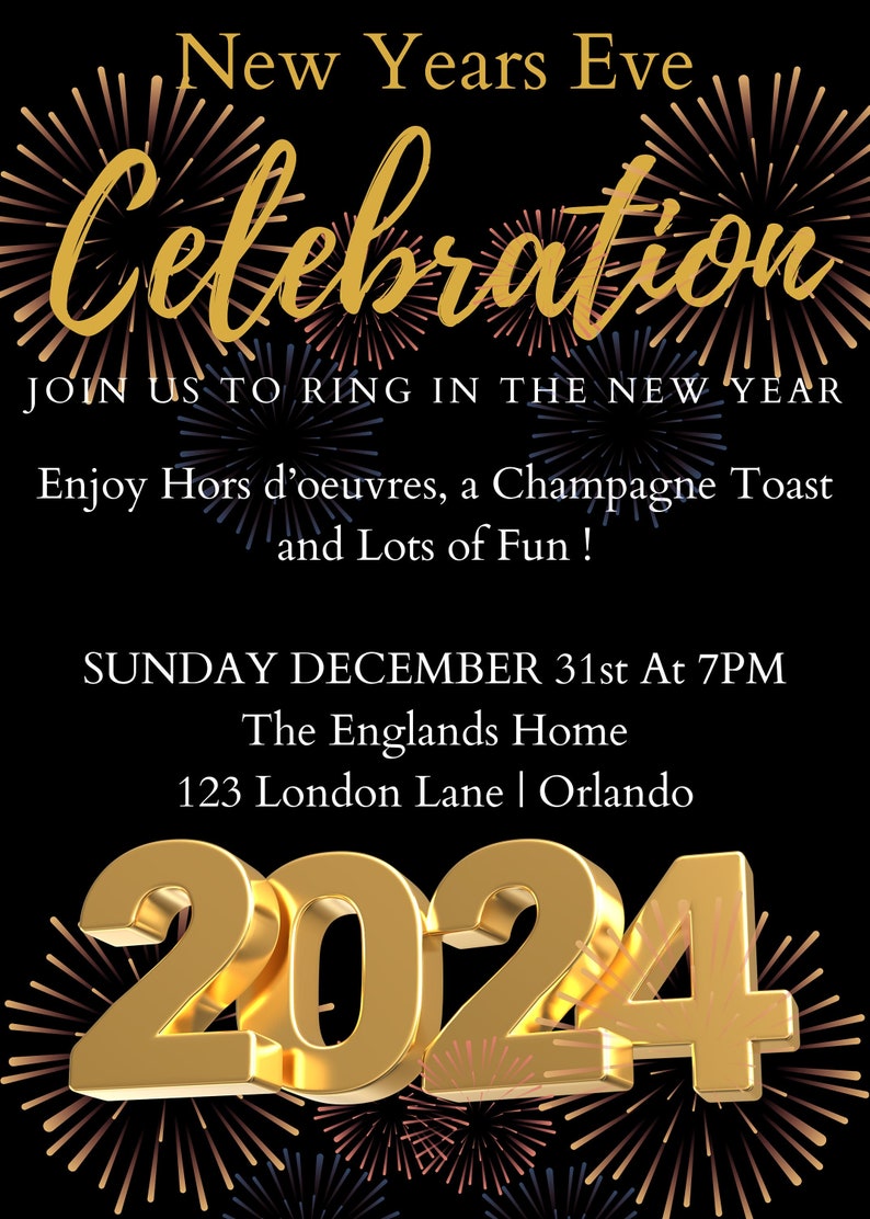 EDITABLE New Years Eve Party Invitation Template New Years Party Invite