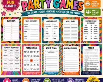 Printable Party Games Bundle | 10 Adult Party Games | Game Night Games | Girls Night Games | Family Party Games | Instant Download PDF
