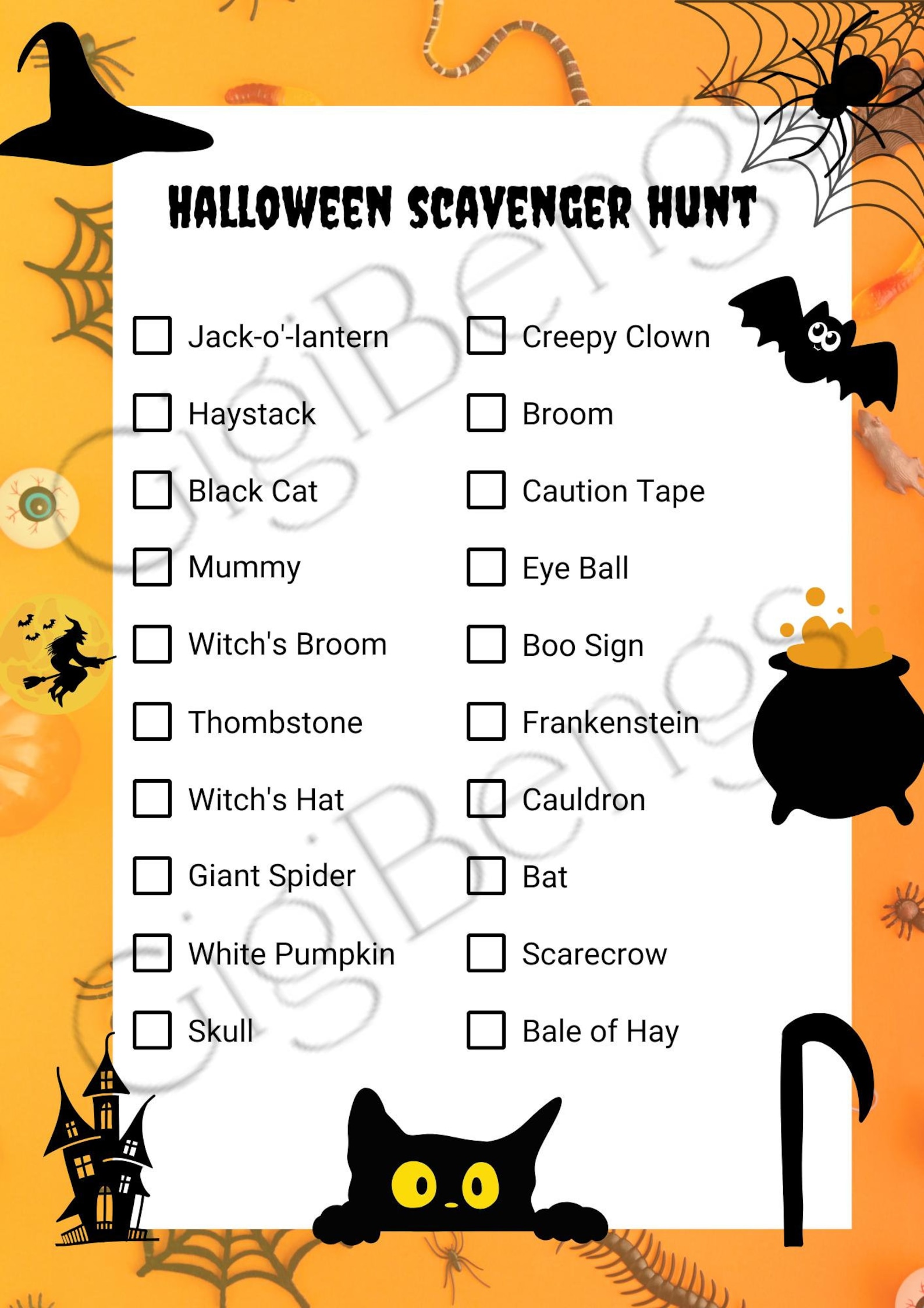 Halloween Scavenger Hunt Game Digital Halloween Game Printable ...