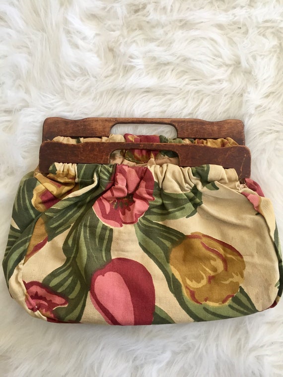 1940s Barkcloth handmade purse