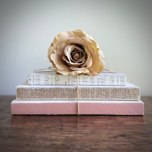 Pink and Tan Book Stack,  Blush and Beige Books, Home Decor