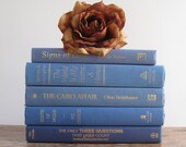Blue Decorative Book Set, Book Bundle, Blue Decor, Shelf Decor, Books by Color, Modern Vintage, Mantel Decoration, Wedding Centerpiece