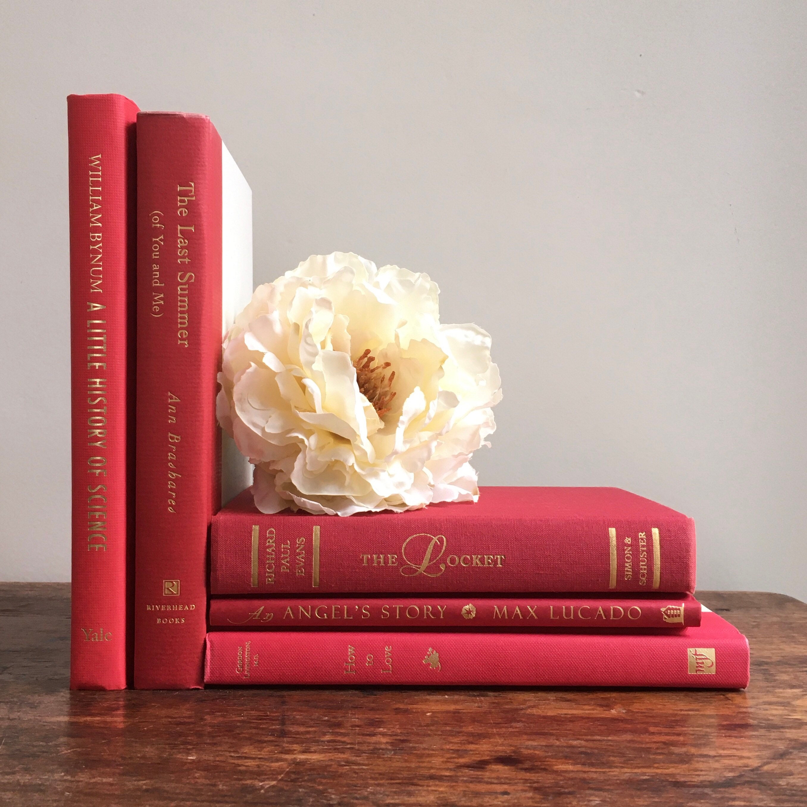 Red Decorative Book Set Book Bundle Wedding Centerpiece Etsy