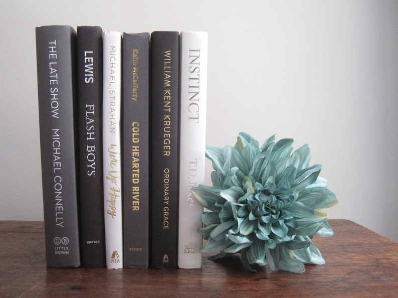 Black White and Gray Decorative Books Set Book Collection Etsy