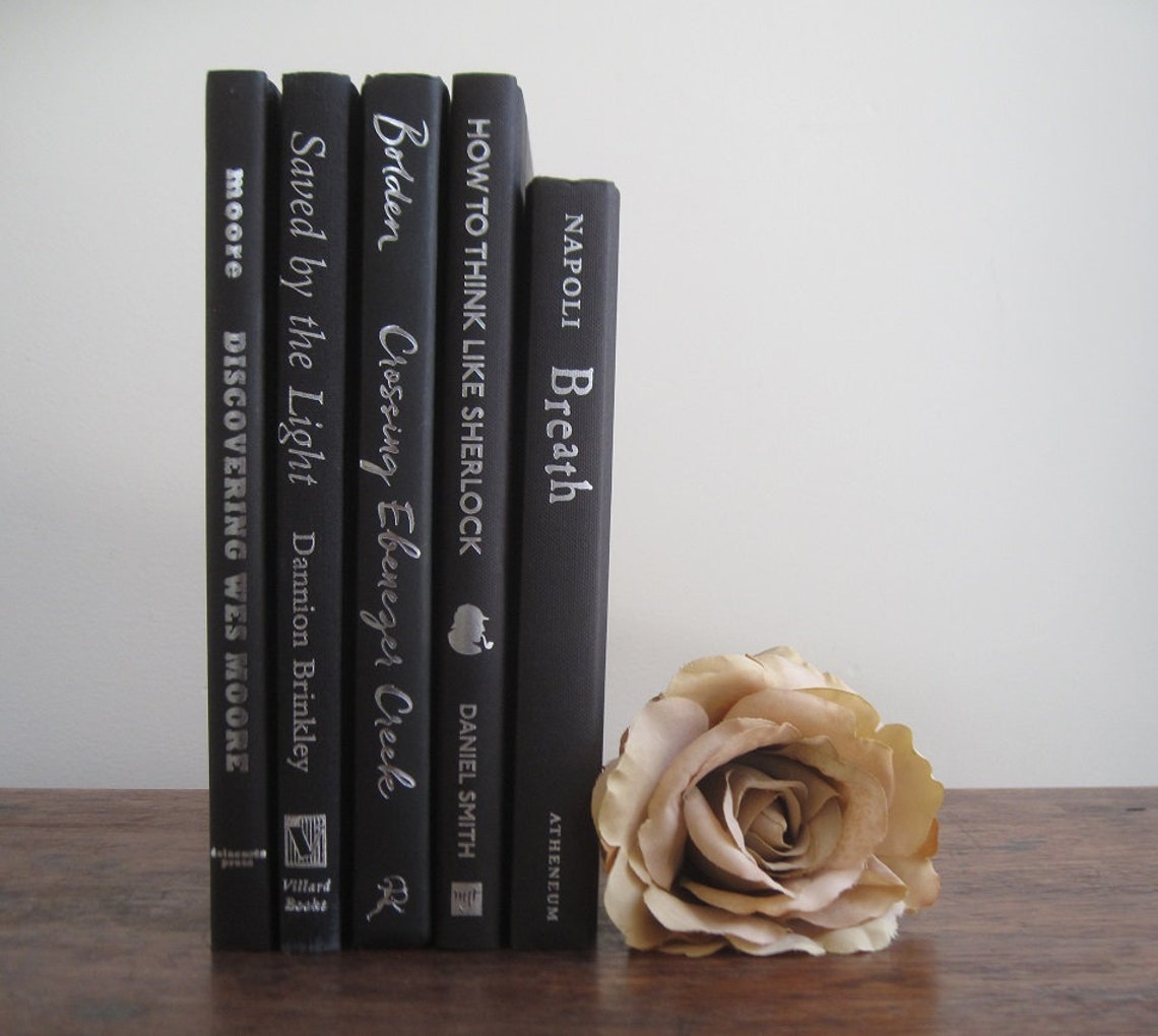 Decorative Book Set in Black Book Bundle Book Stack