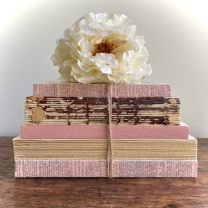 Rustic Decorative Book Set In Dusty Rose And Beige