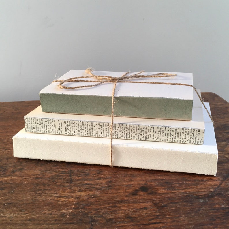 Sage Green and White Decorated Farmhouse Books, Wedding Centerpiece, Shelf Decor, Mantel Decoration, Painted Books image 4