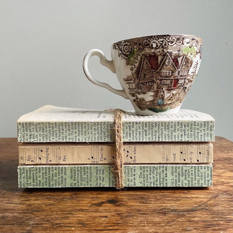 Sage and Tan Book Stack Decor, Rustic Home Accent - Etsy