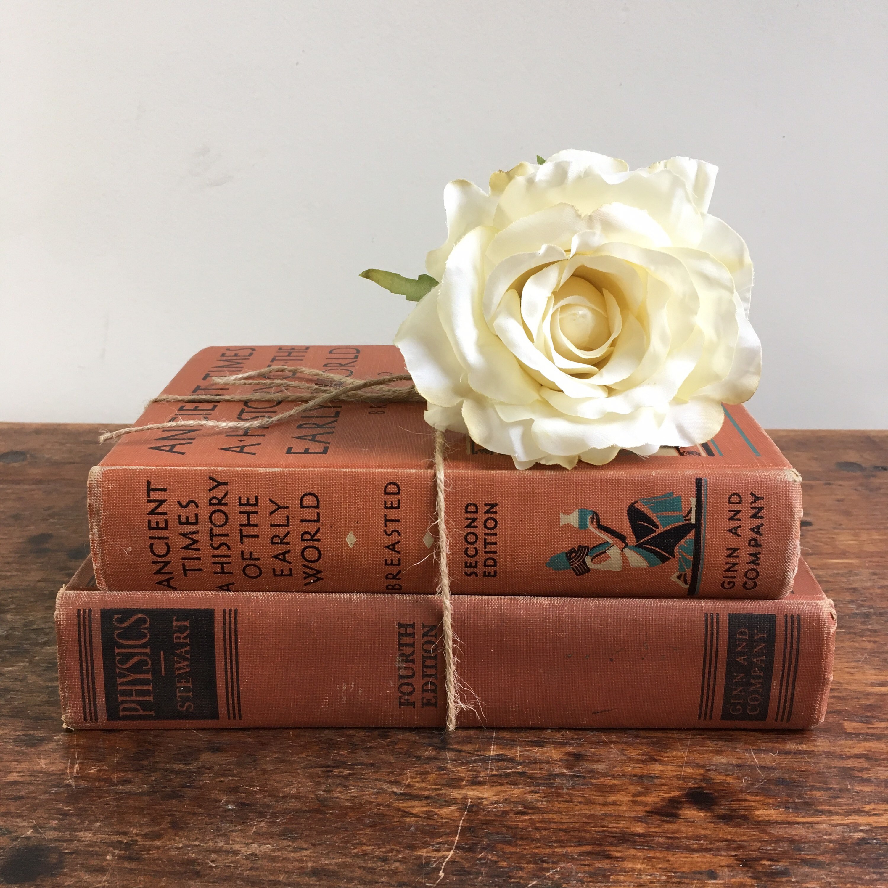 Vintage Orange Books Old Decorative Books Tattered Etsy