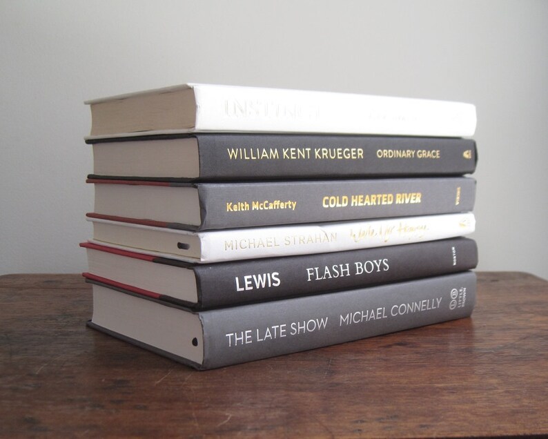 Black White and Gray Decorative Books Set Book Collection Etsy