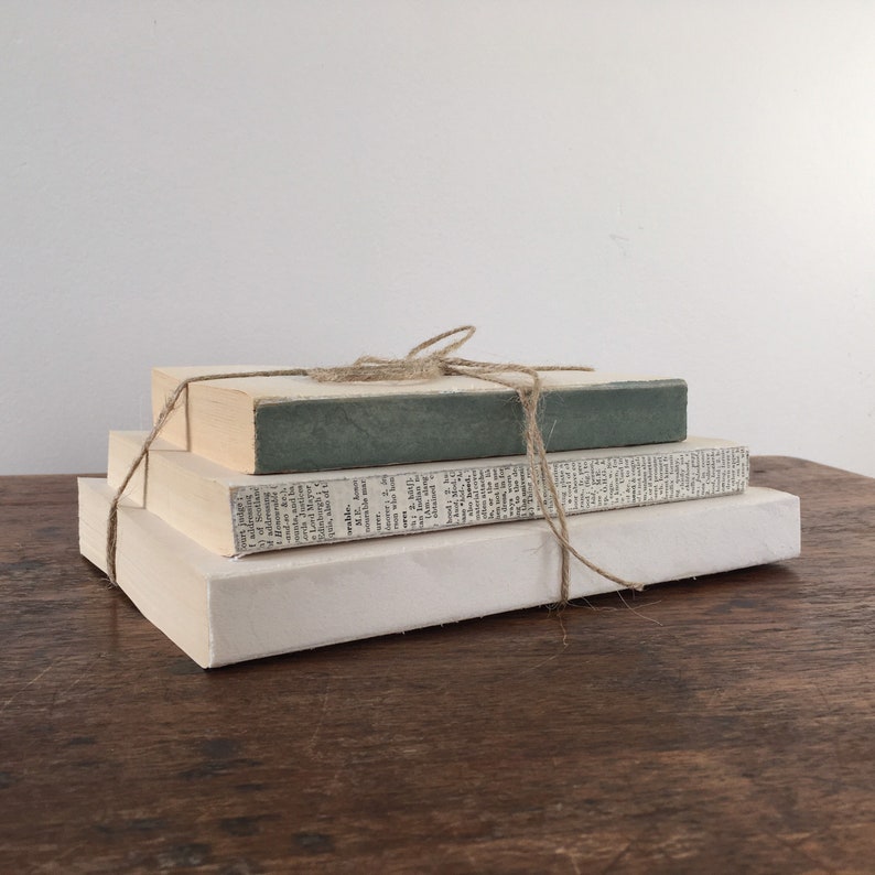 Sage Green Books, Green and White Book Stack image 5