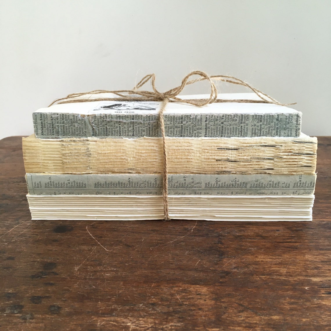 Conjunto de libros decorativos rústicos sin cubierta verde | Etsy