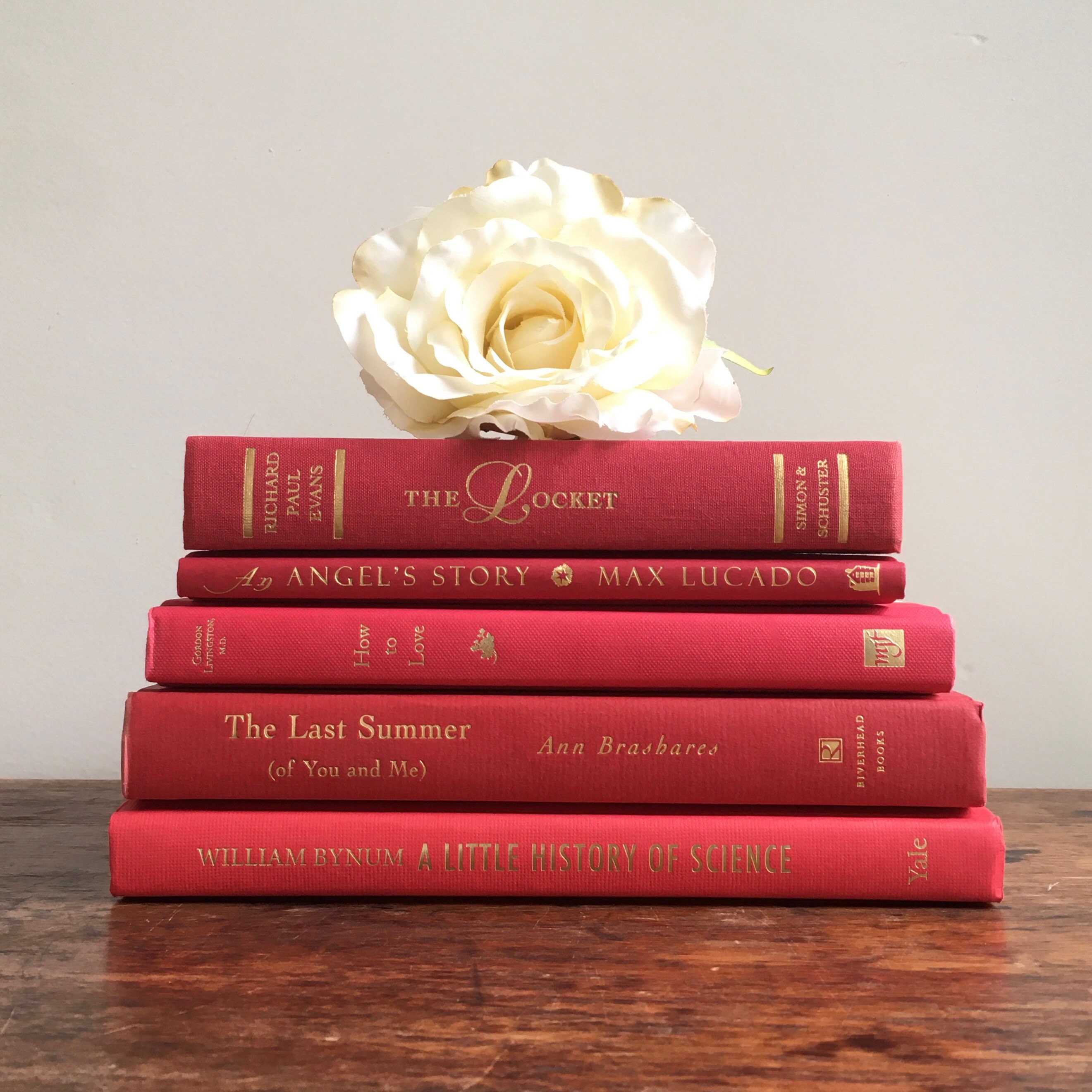 Red Decorative Book Set Book Bundle Wedding Centerpiece Etsy