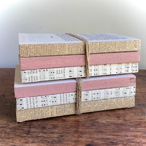Rustic Decorative Book Set In Shades of Aged Book Pages and Blush Pink, Beige Tan Ivory Dusty Rose