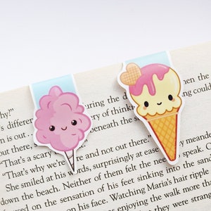 Pink Cotton Candy and Ice Cream Set Magnetic Bookmark Cute Magnetic Bookmarks Planner Bullet Journal Candy Floss Book Lover image 1