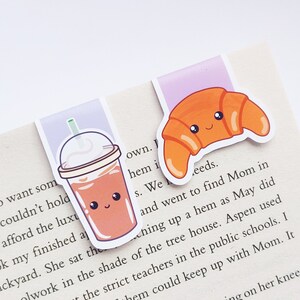 Coffee and Croissant Set | Cute Latte | Magnetic Bookmark