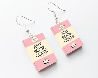 Earrings Miniature Book Fish Hooks or Clip On | Custom Author Gift | Book Lover | Personalized Bookworm | Bookish Jewellery | Readers