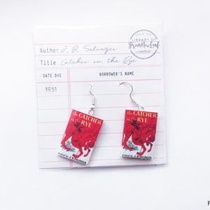 Earrings Miniature Book Fish Hooks or Clip On Custom Author Gift Book Lover Personalized Bookworm Bookish Jewellery Readers image 8