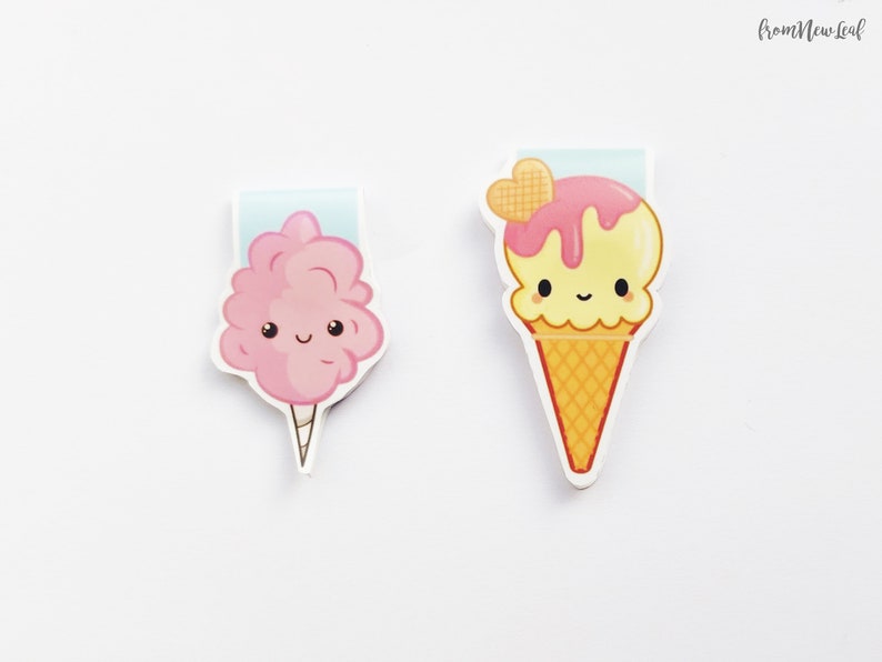 Pink Cotton Candy and Ice Cream Set Magnetic Bookmark Cute Magnetic Bookmarks Planner Bullet Journal Candy Floss Book Lover image 2