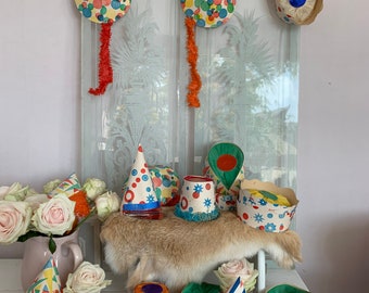 Vintage antique party hats and streamers