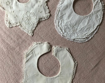 Antique French lace bibs 3 pieces