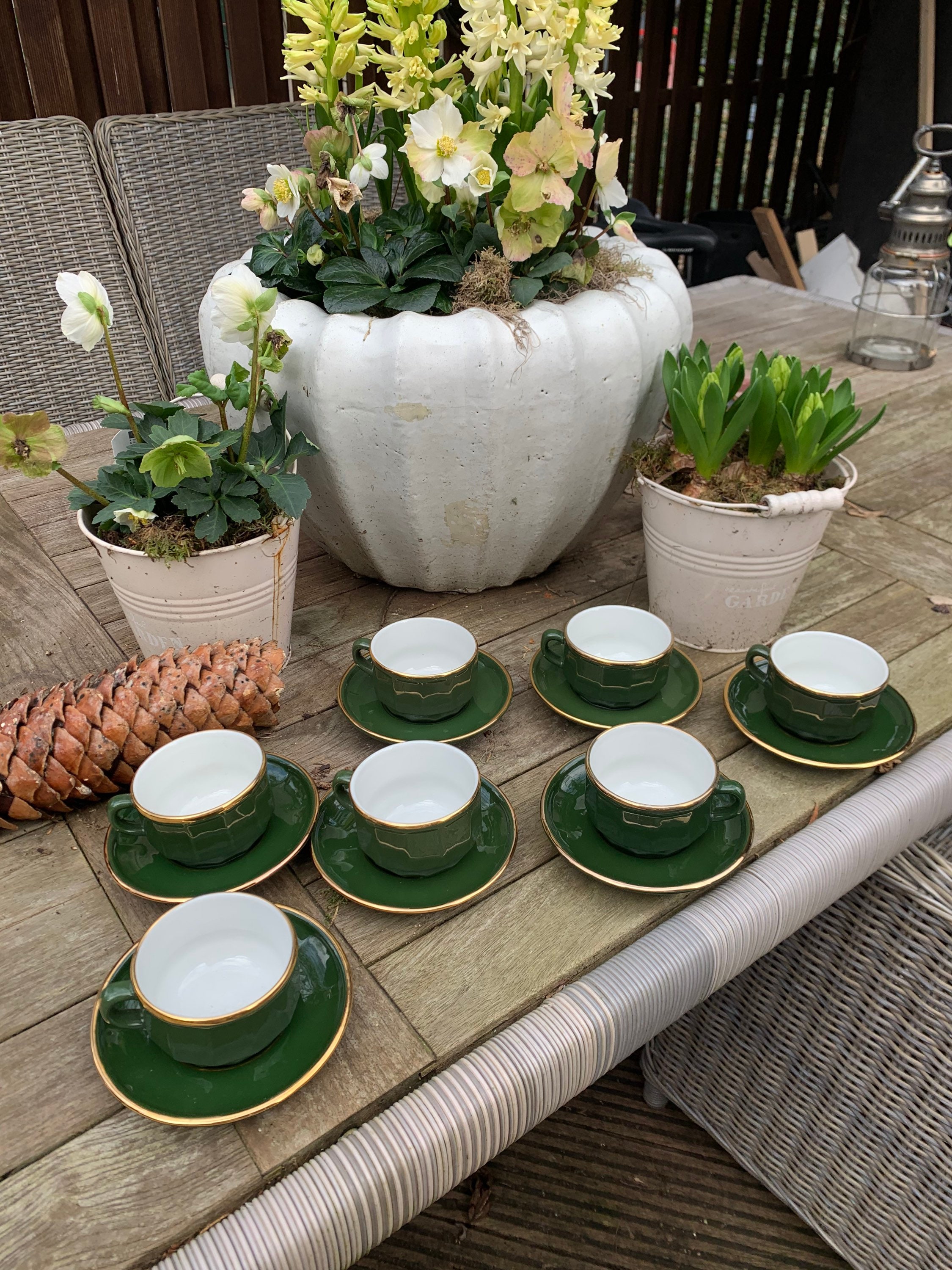 Théière Flora porcelaine Apilco Yves Deshoulières Vert