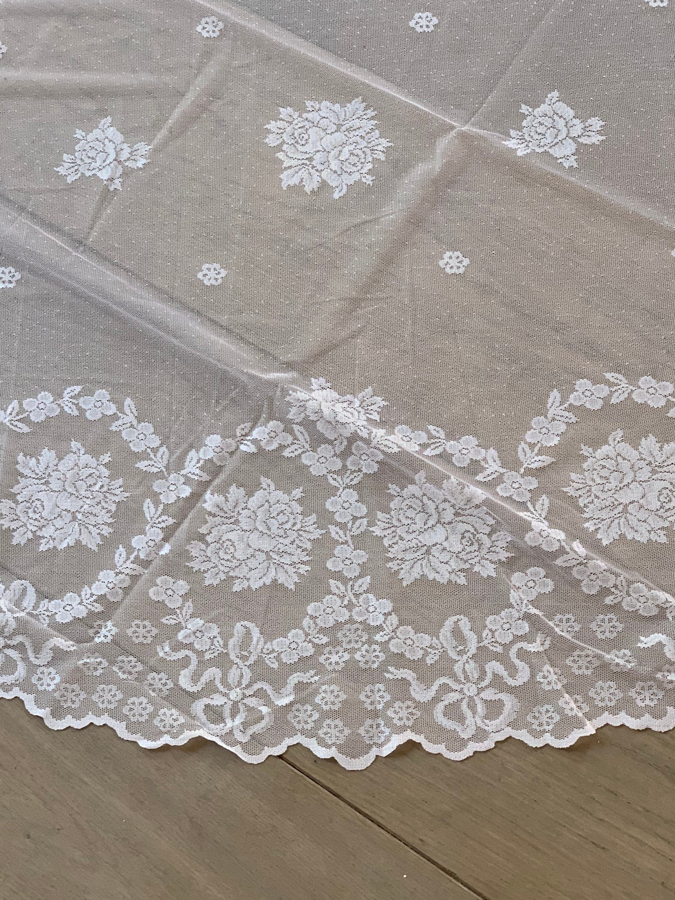 Soft pink lace rose tablecloth around 180 cm diameter Etsy