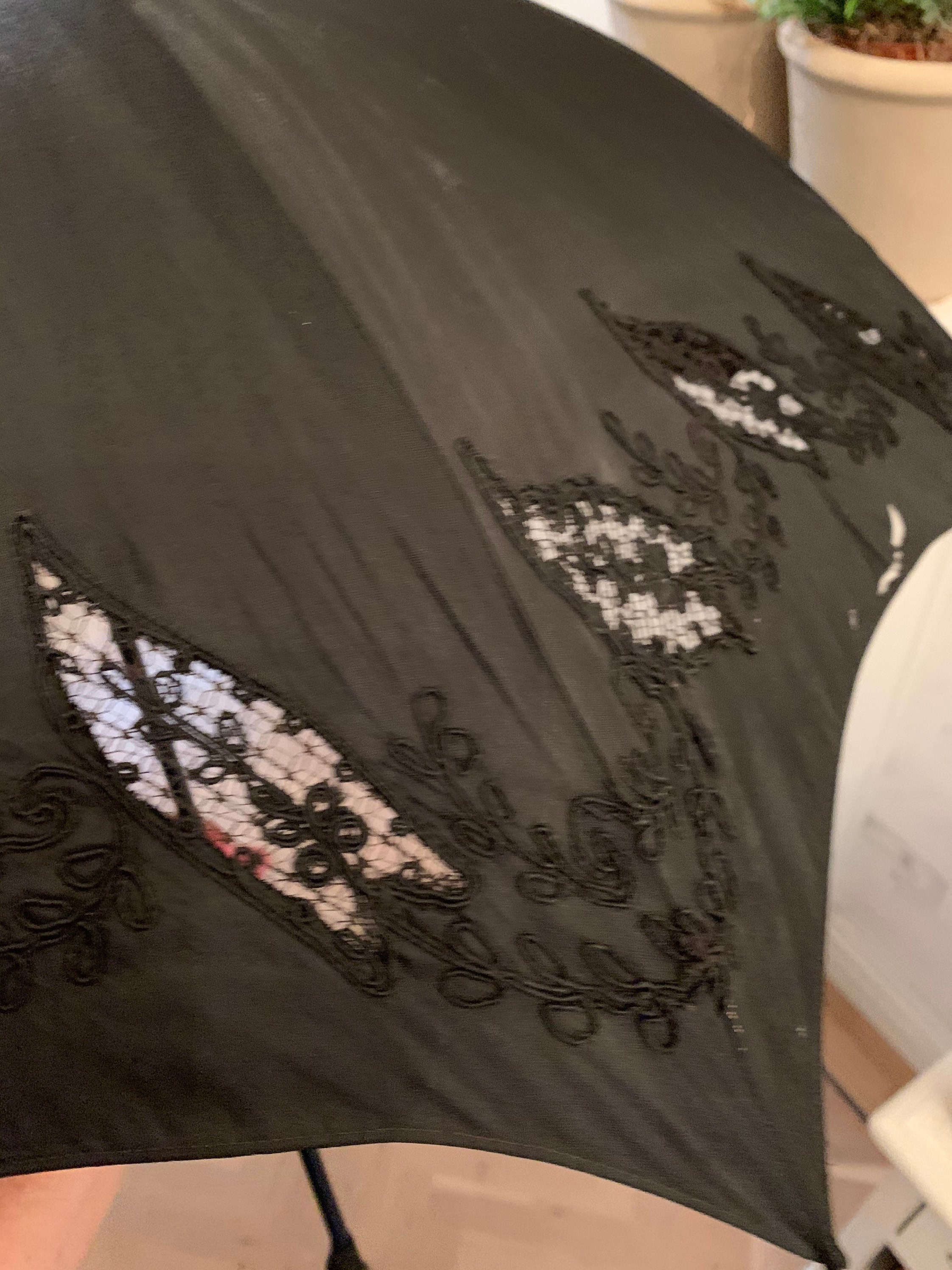 Antique Victorian umbrella black with lace 1910/1920 Etsy