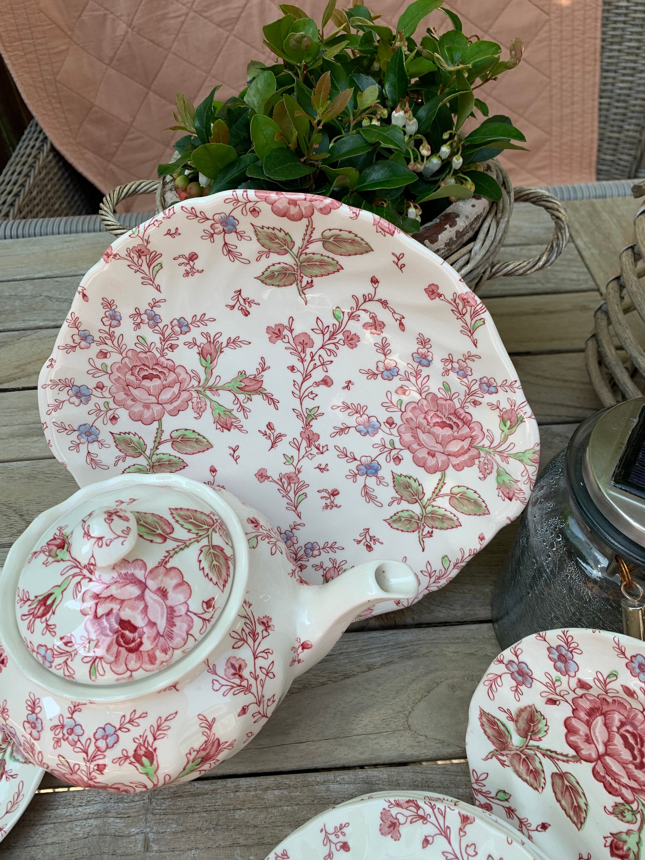 Rose Chintz Johnson Brothers Pastry Set 10 Pieces Etsy
