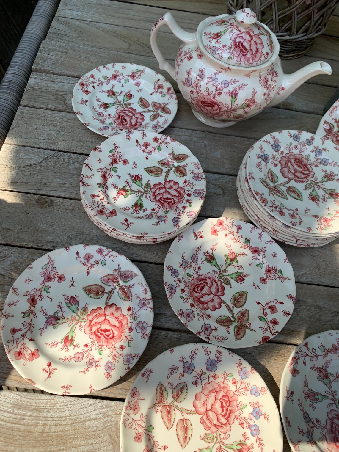 Rose Chintz Johnson Brothers Pastry Set 10 Pieces Etsy