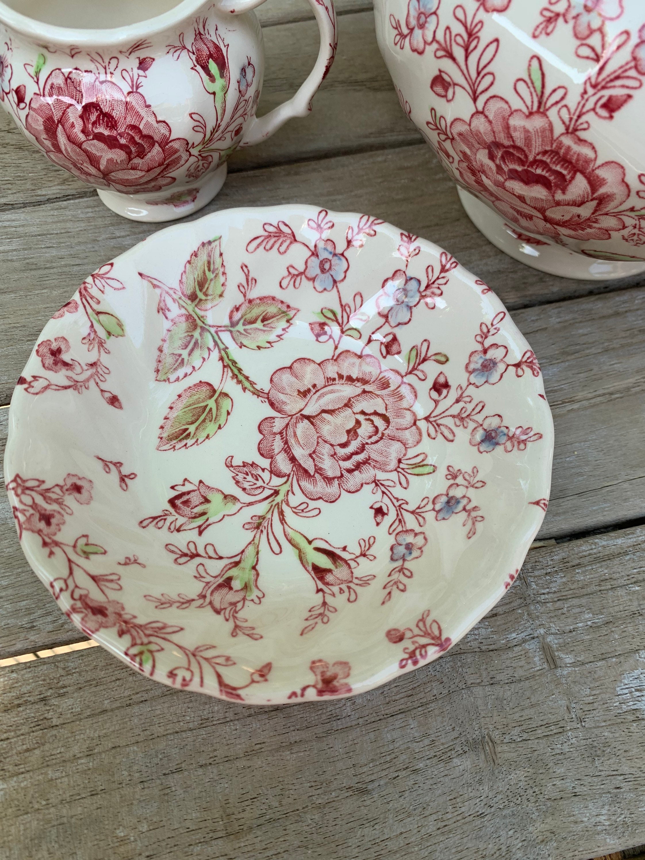 Rose Chintz Johnson Brothers Pastry Set 10 Pieces Etsy