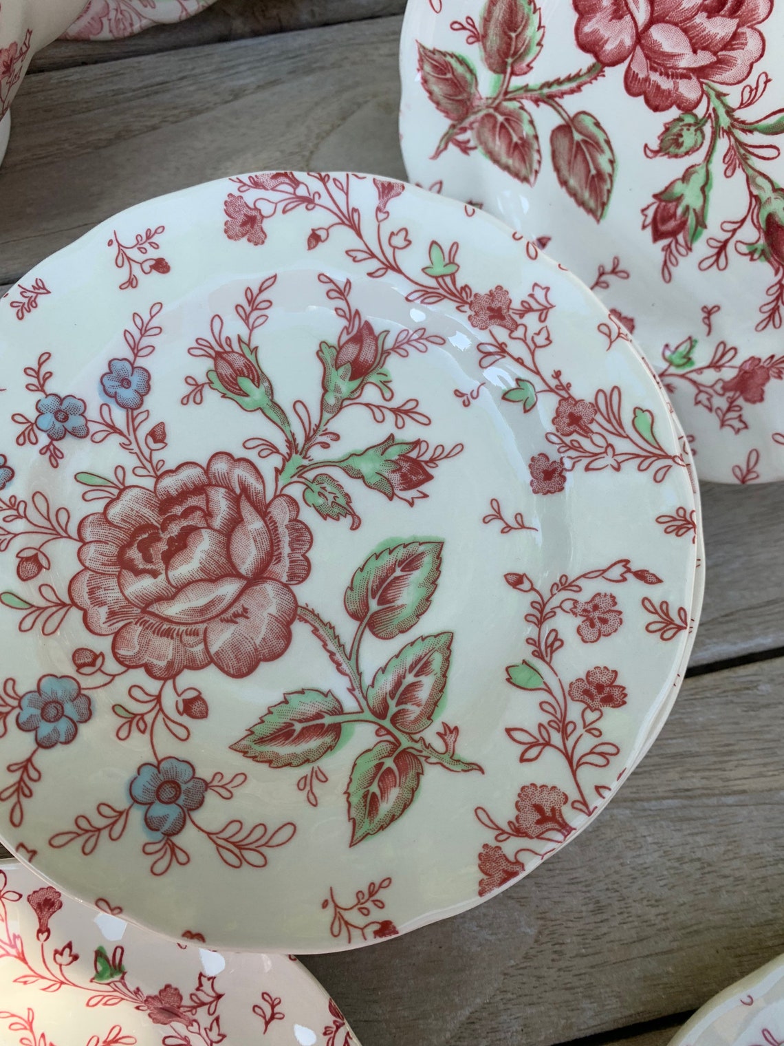 Rose Chintz Johnson Brothers Pastry Set 10 Pieces Etsy