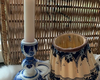 Vintage Delft Blue lamp and candlestick in one, very special hand-painted!