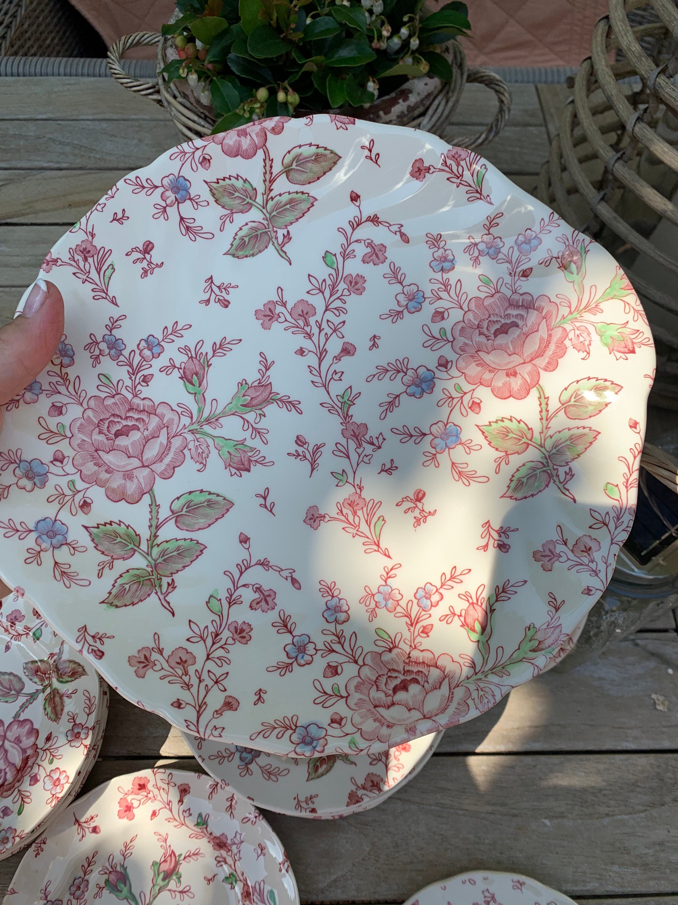 Rose Chintz Johnson Brothers Pastry Set 10 Pieces Etsy