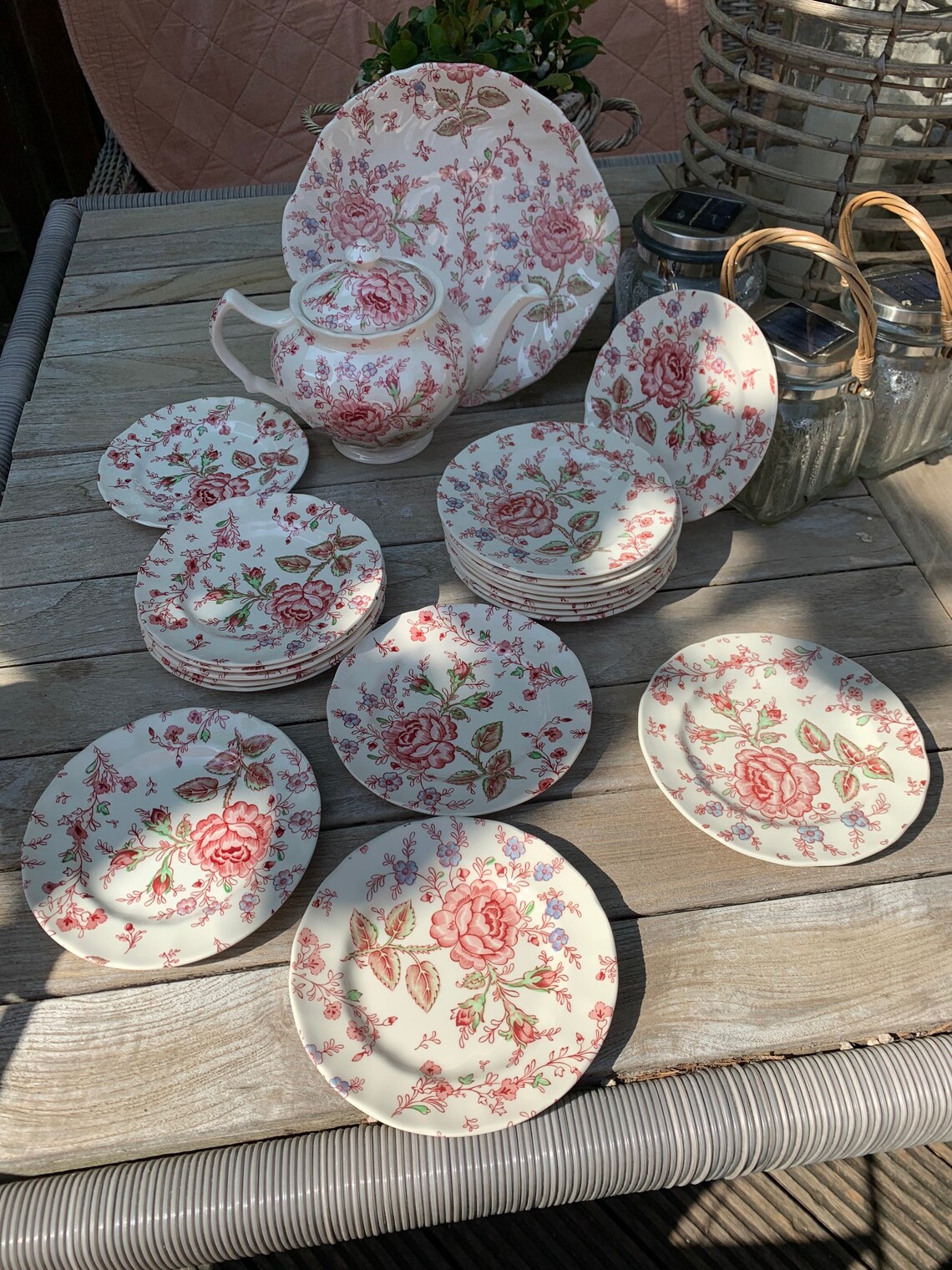 Rose Chintz Johnson Brothers Pastry Set 10 Pieces Etsy
