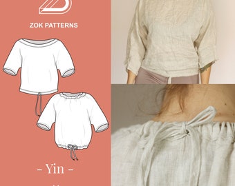 YIN - yoga blouse - t-shirt - oversized tee - sewing pattern - PDF pattern - printable - at home print pattern