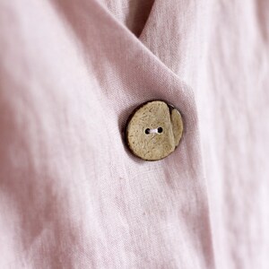 LINEN blouse pink rose SHIRT casual sweater COCONUT buttons natural fabric jacket image 5