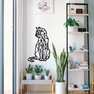 Cat Art sign wall decor, cat lover custom gift, black cat portrait , furniture, Cat Silhouette, Cat themed gifts for man or woman image 5