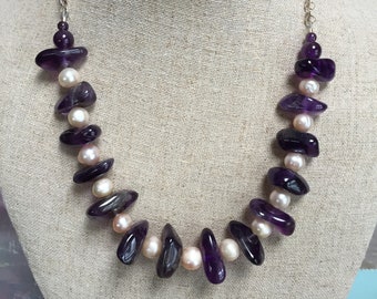Amethyst Nuggets and Fresh Water Pearls