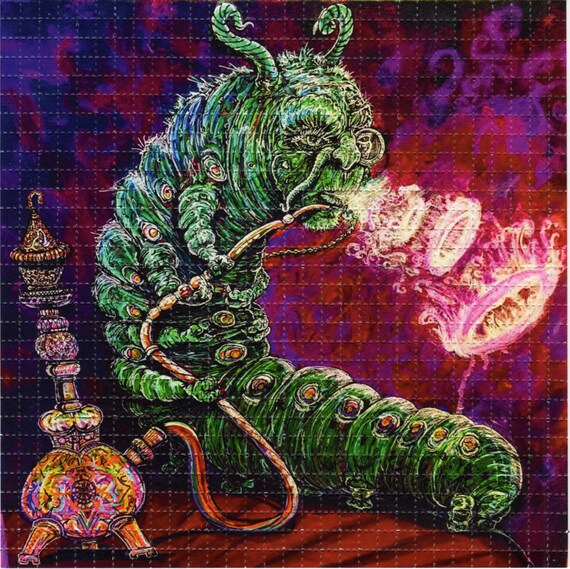 Hookah Smoking Caterpillar Alice in Wonderland BLOTTER ART perforated acid  art paper Kesey Leary Grateful Dead psychedelic lsd acid tabs