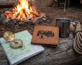 Men's Leather Wallet with a Sasquatch, Bigfoot, Yeti, Skunk Ape Image *Gift*