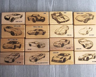 Men's Leather Wallet with Your Choice of a 1955-2024 Corvette Image (Stingray, Z06, ZR-1, Grand Sport, C1, C2, C3, C4, C5, C6, C7, C8) *Gift