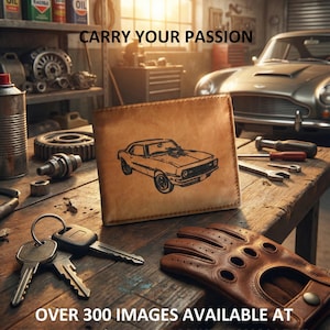 Men's leather Wallet with Your Choice of 18 1967-2024 Chevrolet Camaro Car Images *Father's Day Gift*